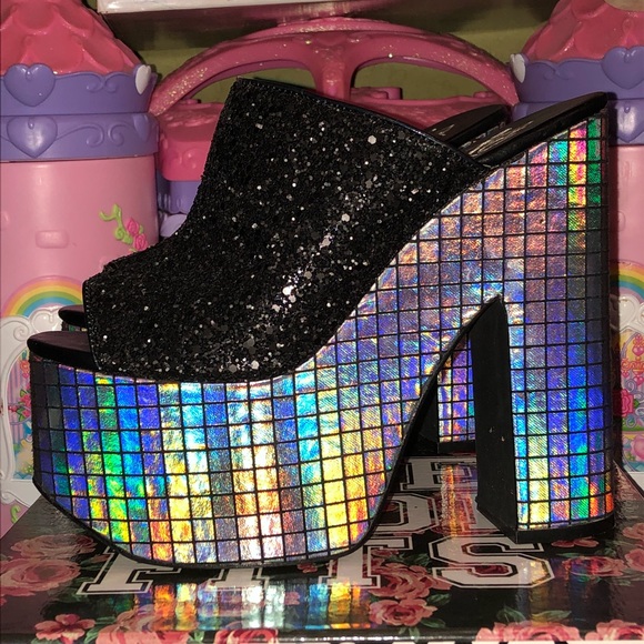 YRU Shoes - Hologram Yru Dreamer Platform Shoes retro rainbow